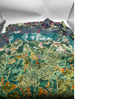 BIG SALE ! Set of 5 short sleeve shirts with leaf prints (with a predominance of green and blue)