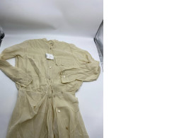 Women's cream-colored button-down collar long dress 