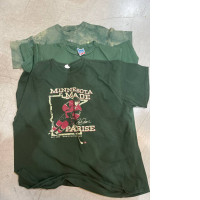 Set of green t-shirts with hockey print