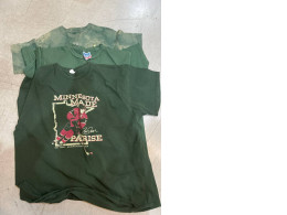 Set of green t-shirts with hockey print