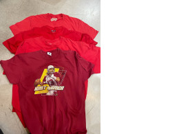 Set of red secondhand t-shirts with hockey print