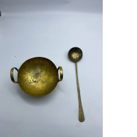 Set of 2 Brass pan and long spatula 