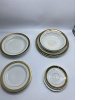 Big Set White and gold cups and bowls