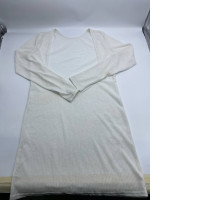 Women's white long-sleeved wide-necked shirt