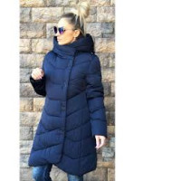 Blue women's long down jacket