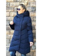 Blue women's long down jacket