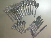Cutlery set, 6 knives, 5 teaspoons, 6 tablespoons, 10 forks