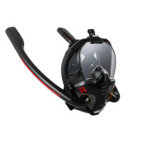 Set of 3 Full face diving mask with double snorkel, black 