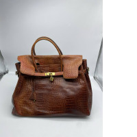 Large brown leather handbag for women 