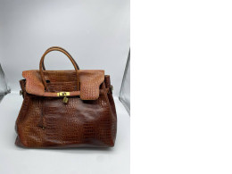 Large brown leather handbag for women 