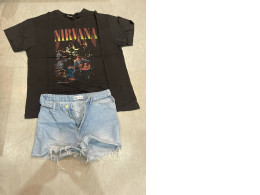 NIRVANA suit: tshirt and denim shorts NIRVANA suit: tshirt and denim shorts