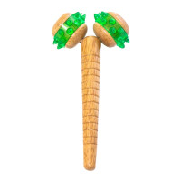 Facial massager with wooden handle