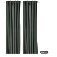 ROSENMANDEL Pair of blackout curtains, dark green/with curtain tape, 135x250 cm
