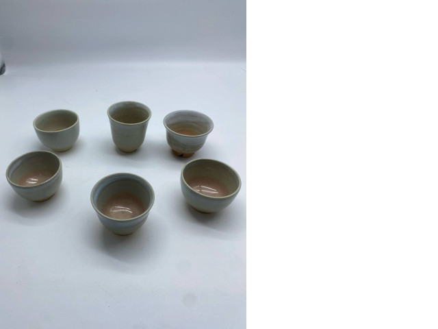 Set of 6 Small tall Japanese ceramic sake glass Set of 6 Small tall Japanese ceramic sake glass