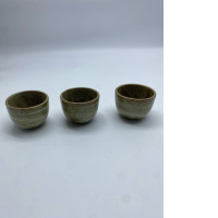 Set of  3 Tall brown Japanese ceramic tea cup 