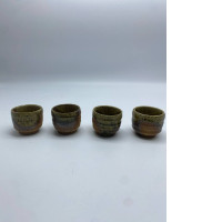 Set of 4 Tall dark brown Japanese ceramic tea cup Set of 4 Tall dark brown Japanese ceramic tea cup