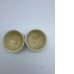 Set of 2 Cream colored Japanese ceramic sake cup with leaf pattern 