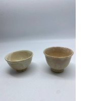 Set of 2 Cream colored Chinese ceramic teacup 