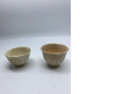 Set of 2 Cream colored Chinese ceramic teacup 