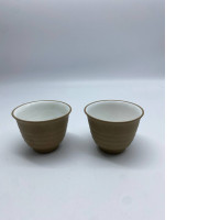 Set of 2 Tall brown Japanese ceramic tea cup