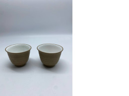 Set of 2 Tall brown Japanese ceramic tea cup Set of 2 Tall brown Japanese ceramic tea cup