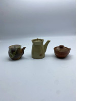 Set of 3 Chinese brown teapot 