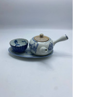 Set of 3 Chinese blue tea set 