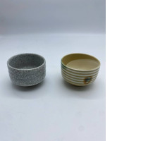Set of 2 Japanese ceramic teacup, tall and flat 