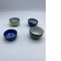 Set of 4 Chinese ceramic tea cup, flat shape 