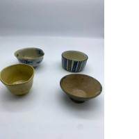 Set of 4 Chinese ceramic sake glass, flat and low shape 