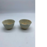 Set of 2 Cream colored Chinese saremi sake glass 