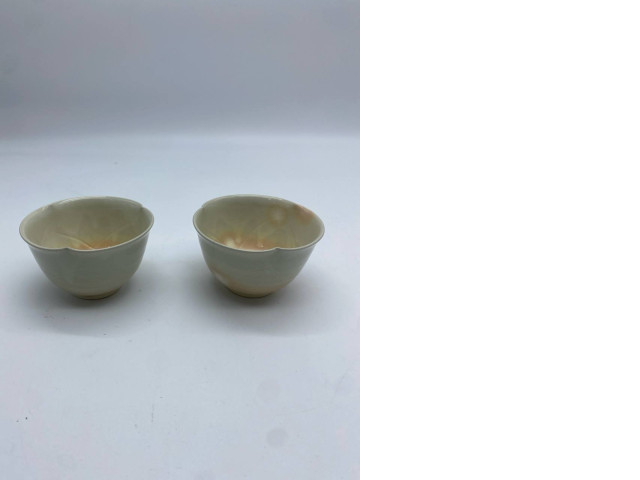 Set of 2 Cream colored Chinese saremi sake glass Set of 2 Cream colored Chinese saremi sake glass