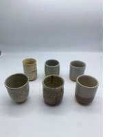Set of 6 Tall Japanese ceramic teacup in various colors 