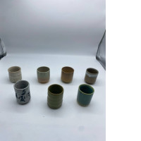 Set of 7 Tall Japanese ceramic teacup 