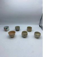 Set of 6 Multi-colored Japanese ceramic teacups 