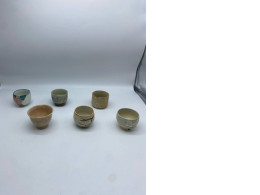 Set of 6 Multi-colored Japanese ceramic teacups 