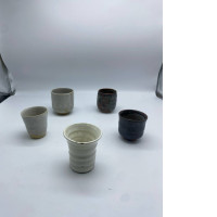 Set of 5 Tall Chinese seraemic drinking glass 