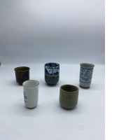 Set of  5 Tall Japanese ceramic drinking glass 