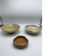 Set of 3 Flat Chinese ceramic cup for food Set of 3 Flat Chinese ceramic cup for food