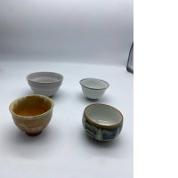Set of 4 Flat Japanese ceramic hot tea cup