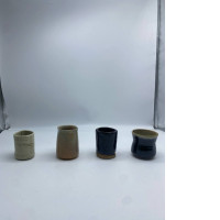 Set of 4 Tall Japanese ceramic drinking glass 