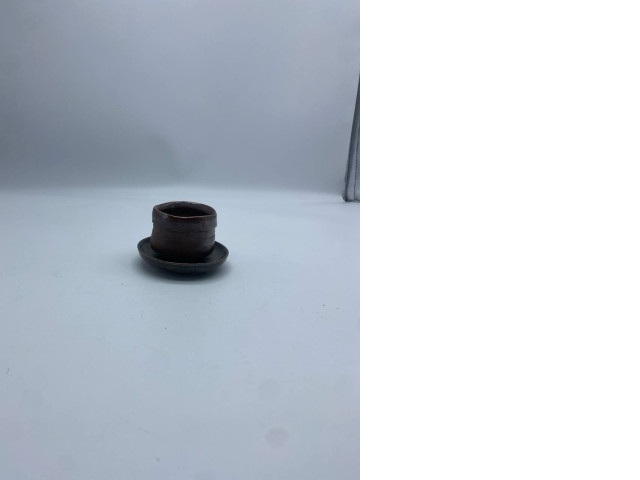 Set of 2 Japanese ceramic mug with dark brown coaster Set of 2 Japanese ceramic mug with dark brown coaster