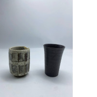 Set of 2 Tall Japanese ceramic drinking glass 