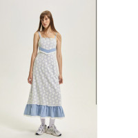 Women's denim dress with lace