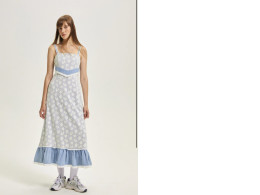 Women's denim dress with lace