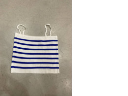 Women's white and blue striped tank top