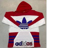 Adidas Long-sleeved hooded sweatshirt with round neck, blue, white and red 