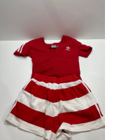 Kid's red sportsuit t-shirt and shorts