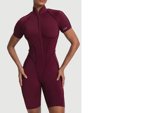 Sleek Shorts Catsuit (Color Burgundy) Sleek Shorts Catsuit (Color Burgundy)