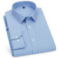 Men's blue and white checkered shirt
